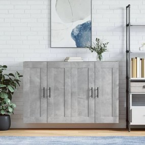 Armadietti A Parete 2 Pz Grigio Cemento İn Legno Multistrato /