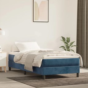 Materasso A Molle Blu Scuro 120x190x20 Cm İn Velluto /