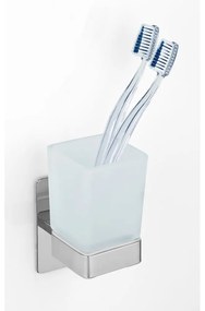 Coppa in vetro autoportante per spazzolini da denti in argento lucido Genova - Wenko