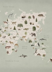 Rebel Walls Carta da parati panoramica Animal World - Mint