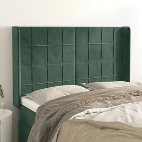 Testiera Ad Orecchio Verde Scuro 147x23x118/128cm İn Velluto /