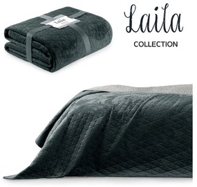 Copriletto trapuntato in velluto grigio scuro 260x280 cm Laila - AmeliaHome