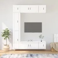 Set di Mobili Porta TV 7 pz Bianco Lucido in Legno Multistratocod mxl 77197