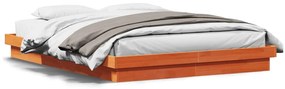 Giroletto Marrone Cera Con Led 160x200 Cm Legno Massello Pino /