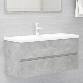 Mobile Lavabo Grigio Cemento 100x38,5x45cm İn Legno Multistrato /