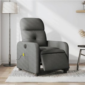 Poltrona Reclinabile Massaggio Elettrica Grigio Scuro Tessuto /