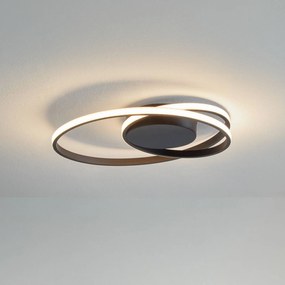 Lindby Plafoniera LED Youna, nero, alluminio, 39 cm, dimmerabile