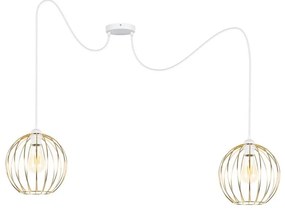 Lampadario a sospensione con filo MATT 2xE27/60W/230V ragno bianco/oro