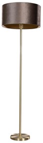 Lampada da terra ottone con paralume in velluto marrone 50 cm - Simplo