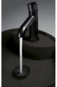 Deante CQS_NU4B - Lavabo da appoggio SILIA con foro preforato per rubinetteria, Ø 36 cm, granito/nero