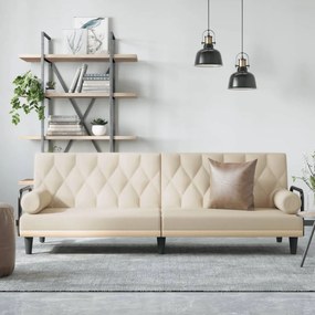 Divano Letto Con Braccioli Crema İn Tessuto /