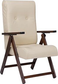 Poltrona reclinabile in ecopelle Panna e legno di faggio - Molisana