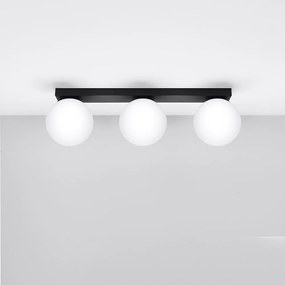 Lampada da soffitto nera con paralume in vetro ø 12 cm Umerta - Sollux