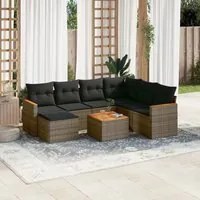 Set Divano da Giardino 8 pz con Cuscini Grigio in Polyrattan 3226214