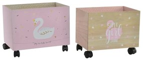 Scatola Decorativa DKD Home Decor Legno Cigno (39 x 26 x 32 cm) (2 pezzi)