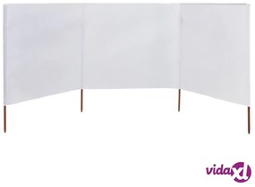 vidaXL Paravento a 3 Pannelli in Tessuto 400x120cm Bianco