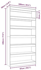 Libreria/Divisorio Rovere Sonoma 100x30x198cm Legno Multistrato