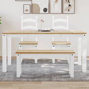 Tavolo Da Pranzo Panama Bianco 160x80x75 Cm Legno Massello Pino /