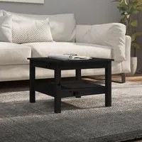 Tavolino da Salotto Nero 55x55x40 cm Legno Massello di Pino 814273