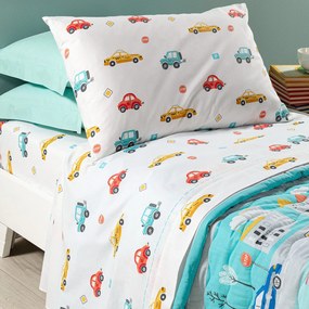 Lenzuola Car Singolo Turchese in Cotone Caleffi Kids