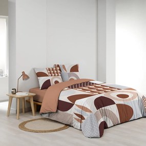 Set copripiumino e federa color terracotta in cotone per letto matrimoniale ed esteso 240x220 cm Gemma – douceur d'intérieur
