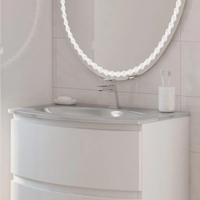 Lavabo d'appoggio rettangolare Sting L 70 x H 1.5 x P 52 cm in vetro bianco