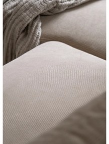 Divano letto in velluto a coste beige (angolo sinistro) Lofty Lilly - Miuform