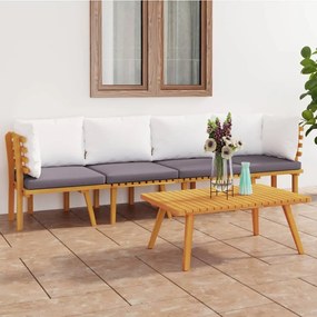 Set divani da giardino 4 pz con cuscini in massello di acacia