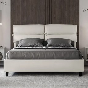 Letto senza rete imbottito 160x210 similpelle bianco Nandy