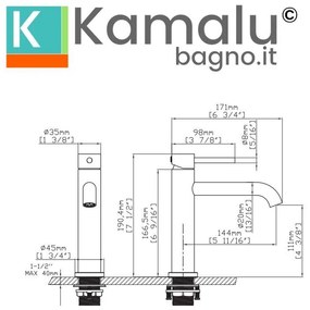 Kamalu - Miscelatore lavabo linea curva in acciaio inox finitura oro | KAM-ARTE ORO