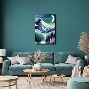 Quadro su tela – Bosco e montagne di notte