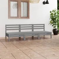 Set Divani da Giardino 3 pz Grigio in Legno Massello di Pino 3082444