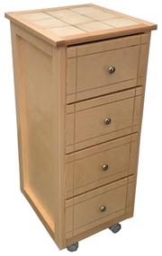 Carrello cassettiera GIADA Mini con piano in piastrelle e legno Naturale