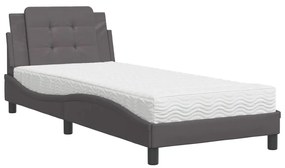 Letto con materasso grigio 90x190 cm in similpelle