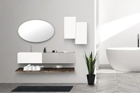 Lavabo 60 cm con due cassetti laterali 40 cm grigi specchio e mensole inferiori Rovere Scuro - Itaca