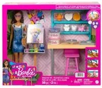 Barbie relax and create atelier - playset con bambola e plastilina per vasi e pittura - 25+ accessori - alta 29 cm - regalo per bambini 3-7 anni - HCM85