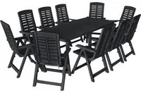 Set da Pranzo da Giardino 11 pz in Plastica Antracite 276182