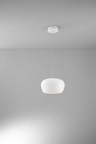 Perenz Kave – sospensione Ø 38 cm in vetro bianco lucido / fumé specchiato