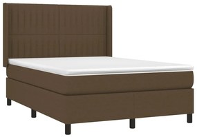 Giroletto a molle con materasso marrone scuro 140x190cm tessuto