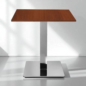 Tavolo bar pub ristorante 70x70 cm base argento e piano laminato Noce H 75