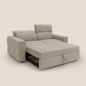 Kronos Divano con pouf estraibile poggiapiedi e poggiatesta reclinabili in morbida microfibra impermeabile T11 tortora