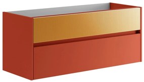 Mobile da bagno sospeso sotto lavabo L 119.5 x H 50 x P 45.5 cm senape opaco, 2 cassetti Niwa