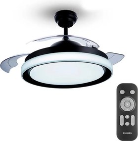Ventilatore da soffitto Bliss pale retrattili trasparenti, struttura nero ø 51 cm PHILIPS