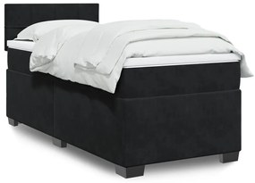 Giroletto A Molle Con Materasso Nero 90x190 Cm İn Velluto /