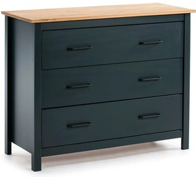 Cassettiera bassa blu scuro in legno di pino 100x80 cm Miranda - Marckeric