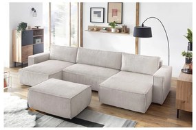 Sgabello in velluto a coste beige Nihad - Bobochic Paris