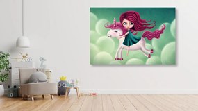 Stampa su tela – Bambina con unicorno