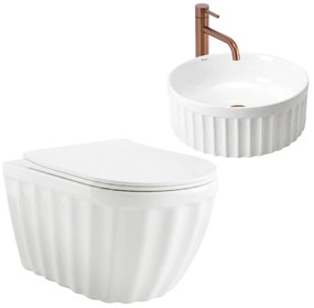 Set: WC sospeso + Lavabo da appoggio Rea Duo White