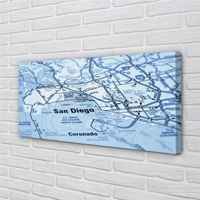 Quadro stampa su tela Mappa della città 100x50 cm