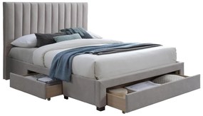 Letto con 3 cassetti 140 x 200 cm Tessuto Beige - LIAKO